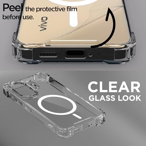 Image of Pikkme Back Cover for Vivo X200 Fe 5G Mag-Safe Shockproof PC + TPU Protective Case Magnetic Support Bumper Case (Transparent Mag-Safe)