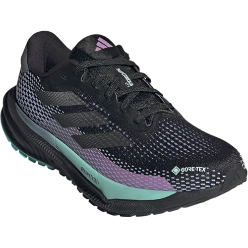 Image of adidas, Supernova GTX Running Shoe - Women's, Core Black /Iron Metallic /Semi Flash Aqua, 10.5