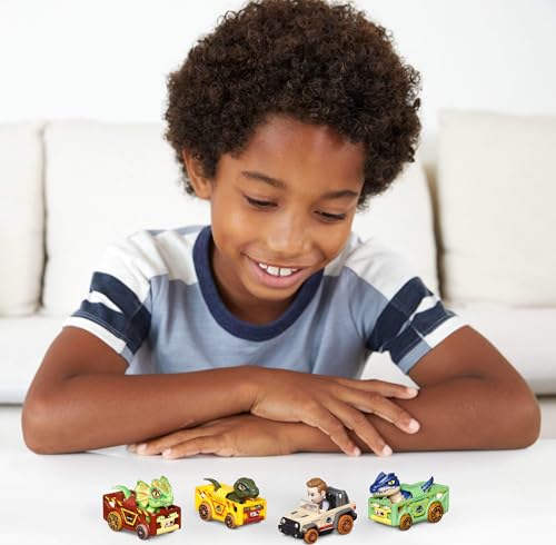 Hot Wheels RacerVerse 4 Piece Metal Vehicle Set Including Jurassic World Charlie, Owen, Dilophosaurus and Allosaurus, HKD32