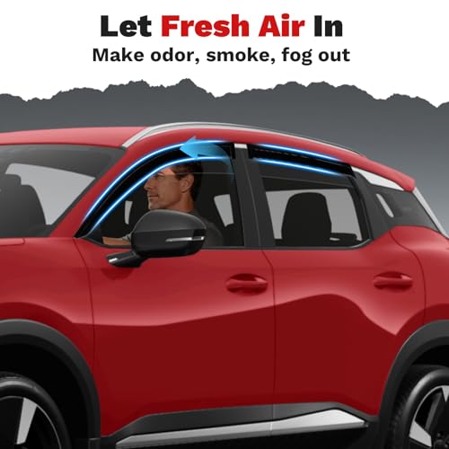 Image of Canvcle Kicks Rain Guards - Window Visors for Nissan Kicks 2025 2026, Outside-Mount Tape-On Side Window Wind Deflectors for Nissan Kicks Accessories, Vent Visors Shades Rainproof 4PCS