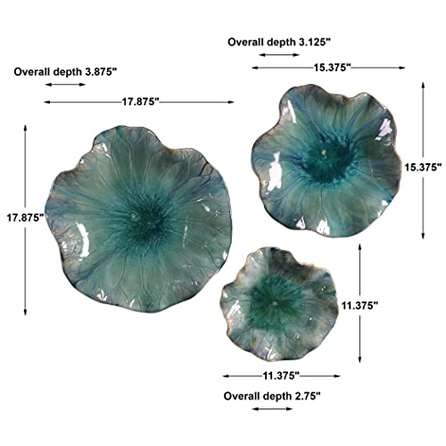 Uttermost Abella Sea Blue 3-Piece Ceramic Flower Set - Image 3