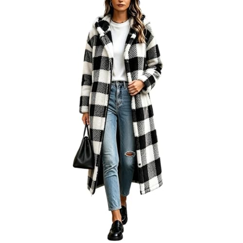 FPMLUXLL Womens Winter Jacket Warm Fleece Flannel Long Hooded Sherpa Jacket