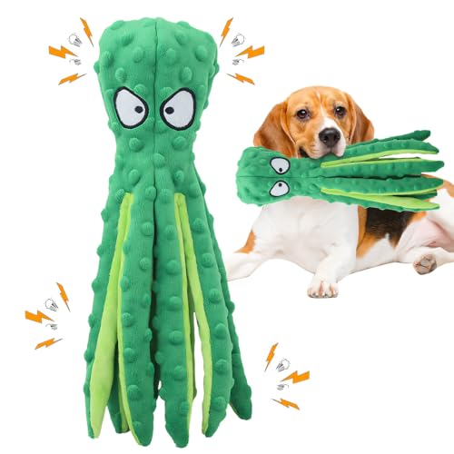 Hundespielzeug Unzerstörbar, 2025 Neu No Stuffing Dog Toys, Hundekauspielzeug Welpenspielzeug Hunde-Quietschspielzeug Krake Quietschspielzeug Intelligenz Hundespielzeug Große Kleine Hunde (Grün)