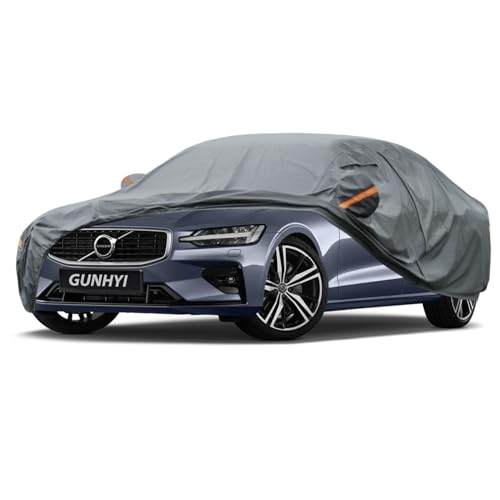 Image of GUNHYI Premium Car Cover Custom Fit Volvo S60, 16 Layers Heavy Duty Car Cover Waterproof All Weather with Zipper Door for Sun Rain Snow Dust Uv Protection