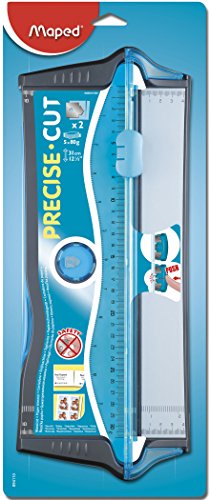 Maped - Material de Oficina - Precise Cut A4 - Guillotina de Papel para Cortes Rectos - Base Antideslizante - Cuchilla Auto Retráctil - Capacidad Máxima de 5 Hojas - Regleta en cm y Pulgadas