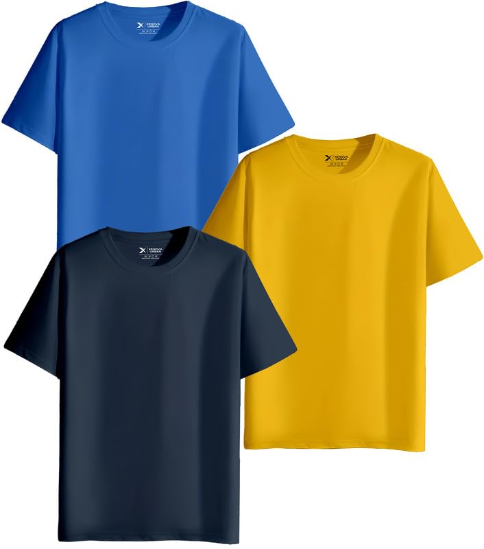 Image of XENOVAURBAN Unisex Regular Cotton Combo of 3 Solid Color Tshirt