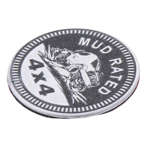 Image of BYOBYO 2PCS MUD Rated Badge Car Emblem, 4 x 4 Metal Automotive Badge 3D Round Car Badges Sticker Round Emblem Decals Decorations for Car, Trucks, SUV Accessories, 2.36in, Black