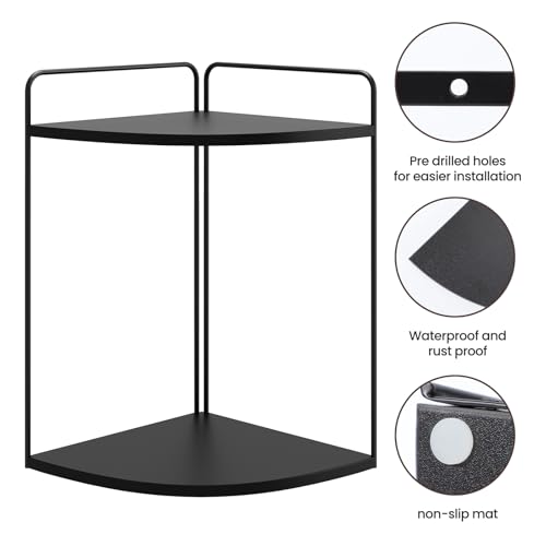 Image of Forest Angle Bathroom Counter Organizer,Countertop Organizer,Vanity Organizers,Bathroom Storage,Bathroom Sink Caddy,Counter Shelf,Corner Counter,Corner Shelves(Black)