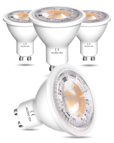 DoRight AC/DC 12V GU10 LED blanco cálido 3W, MR16 bombilla GU10 3000k 3W Sustituye 25W bombilla halógena 300LM Bombillas reflectoras, no regulables, 4 piezas