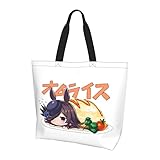 [Emzlikne] ウマ娘 ショッピングバッグエコバッグ大容量レディースハンドバッグコンビニエンスバッグショッピングバッグ耐久性のあるショルダーコンビニエンスバッグ厚くて丈夫で軽量洗えるコンパクトポータブル便利な防水収納バッグ