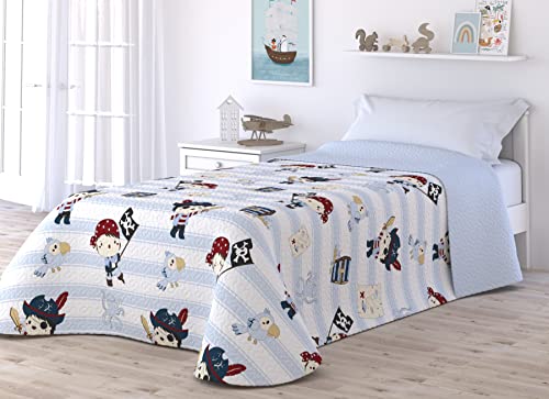 Victorio & Lucchino Colcha Infantil de Verano y Primavera. Ligera Colcha cubrecama de Microfibra. (Piratas, Cama 90cm)