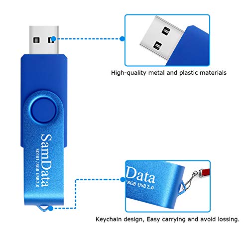 Image of 8GB USB Flash Drives 2 Pack 8GB Thumb Drives Memory Stick Jump Drive with LED Light for Storage and Backup (2 Colors: Black Blue)