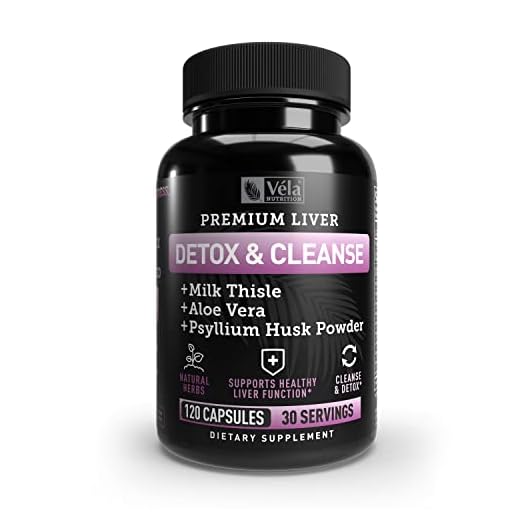 Véla Cleanse Detox & Repair Formula- 22 Herb Formula with Milk Thistle, Turmeric, Aloe Vera, and Psyllium Husk | Premium Live Support Detox Cleanse Supplement 60ct