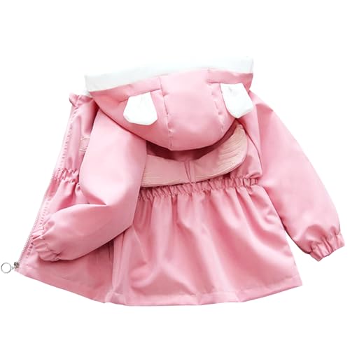 Amur Leopard Mädchen Übergangsjacke Kinder Windbreaker Mantel Atmungsaktiv Windjacke mit Kapuze für Frühling und Herbst, Rosa, 92-98 (Etikettengröße: 100)