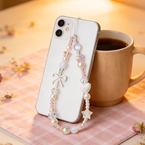 Image of Beaded Camera Wrist Strap Cute Digital Camera Charm Lanyard, Phone Wristlet Charms, Phone Chain for Camera