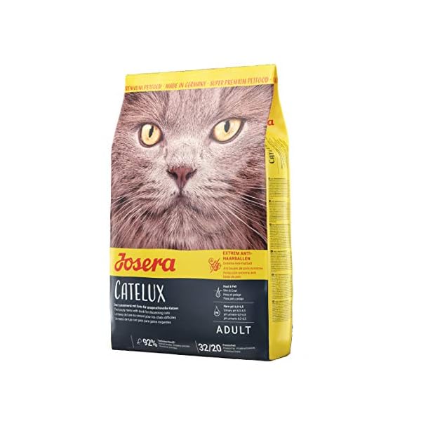 JOSERA Catelux | Katzenfutter mit Anti-Haarballen-Effekt | Super Premium Trockenfutter für ausgewachsene Katzen |verschiedene Größen