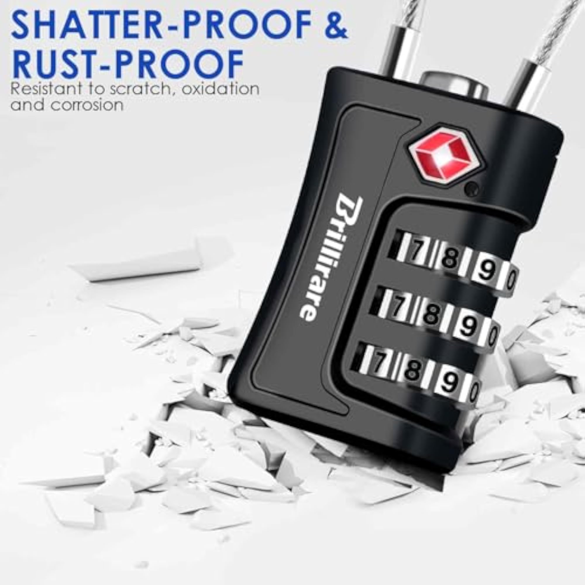 2 Pack TSA Approved Luggage Locks, Combination Travel Cable Padlock