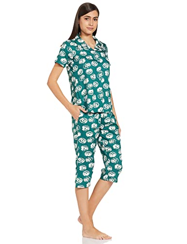 Image of Longies Women's Rayon Capri Nigh Suit Regular Set (LGRCSSYV001 Green030 2XL)