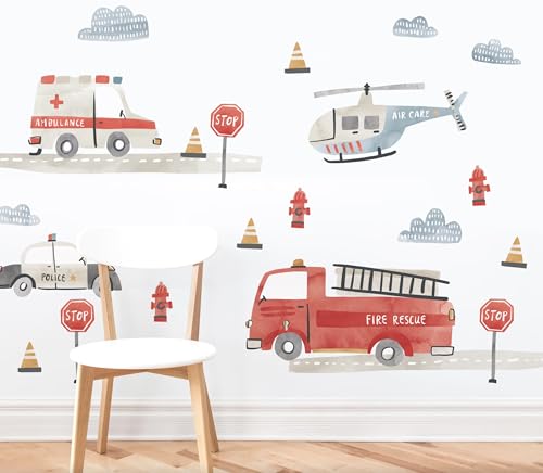 Vinilo Decorativo Camión de Bomberos para Niños miniatura 1