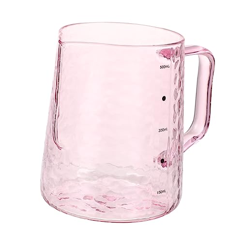 BRIGHTFUFU Espresso Pitcher Pink Frothing Jug Glass Pot Cold Brew Coffee Pitcher for Hotel Restaurant Milk Tea Shop