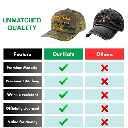 Image of Desert Storm Veteran Hat for Men Officially Licensed US Army Combat Veterans Embroidered Adjustable Baseball Cap