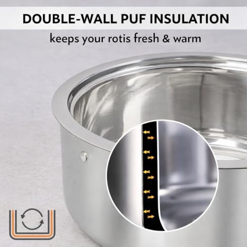 Image of Zaib Stainless Steel Double Wall Insulated Roti Casserole 1.2 L