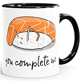 MoonWorks® Kaffee-Tasse Sushi You complete me Liebe Geschenk Valentinstag Weihnachten Schwarz unisize