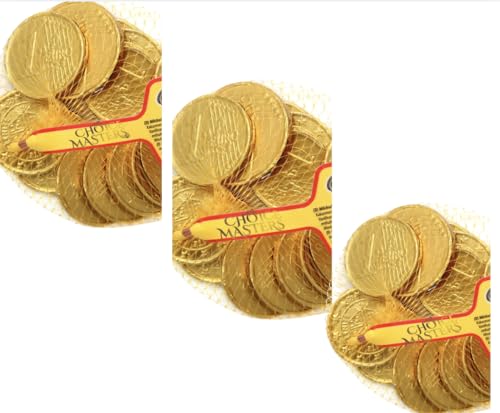 Chocolate Coins - Wrapped Solid Milk Chocolate Coins Net Triple Pack - 36 Total Coins - Novelty Christmas Card And Stocking Filler For Adults And Children - Secret Santa Gift 3 x 85 g