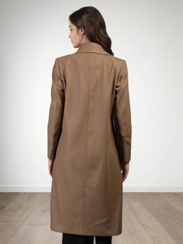 Image of CHKOKKO Women Chic Winter Coat Single Breasted | Knee Length Design with Buttoned Closure and Practical Front Side Pockets for Stylish and Comfortable Wear