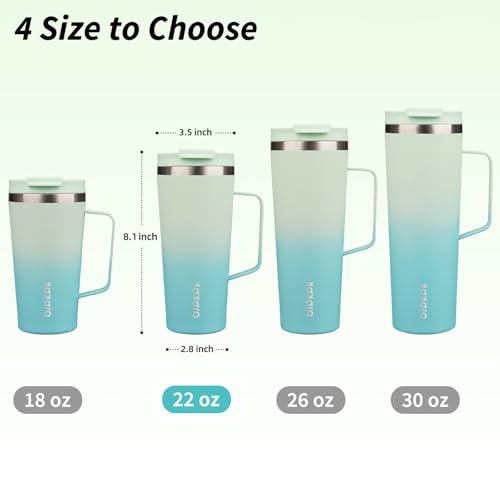 Image of BJPKPK 22oz Insulated Tumbler with Handle, Lid & Straw, Stainless Steel