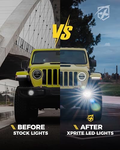 Image of 300% Bright 60W LED Fog Lights w /DRL Compatible with 18+ Jeep JL JT, White | 2 Light Functions, Angel Eye, Adjustable Angle, Waterproof, Plug N Play, DOT Approved