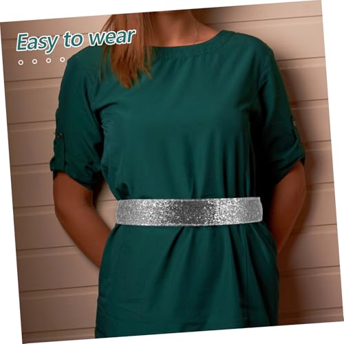Women Glitter Sequin Adjustable Wide Belt for Dresses and Coats Elastic Waistband for Party and Vintage Outfits Comfortable Fit for Dance and Everyday Wear4