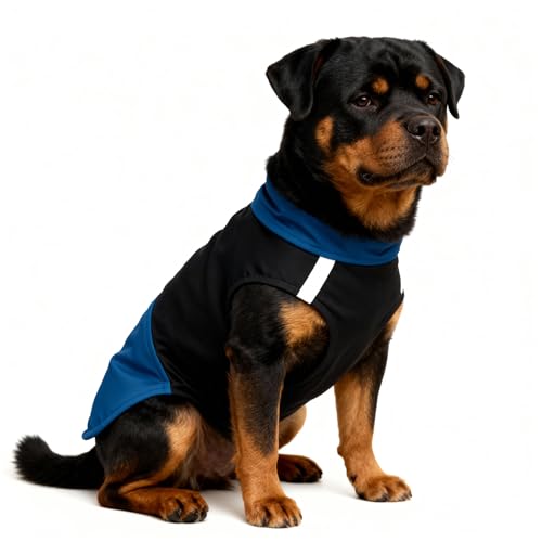 Reflective Windproof Dog Jacket, Warm Water-Resistant Winter Coat with Leash Hole for Enhanced Night Visibility, Fits Small, Medium, Large Breeds (Blue and Black Color Block, X-Large)