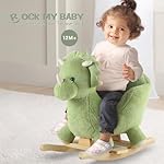 Rocking Horse Green Dinosaur with Chair, Plush Stuffed Animal Rocker, Baby Rocker with Sweet Music, Wooden Rocking Horse Baby Animal Rocker,CPC Certified - Image 5