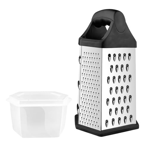 Zencantorous Râpe Manuelle, Râpe à Fromage, Rapeuse Legume, Râpe de Cuisine, Rapeuse Fromage avec Récipient, 6 Côtés de Coupe, avec Base Antidérapante,...