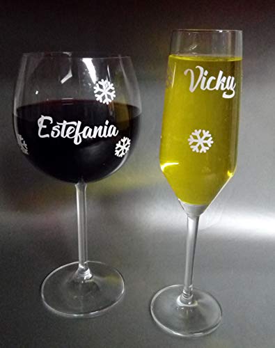 TOKPERSONAL 6 Nombres Adhesivos Blancos Personalizados para identificar Copas y Vasos. Marcadores para identificación de Objetos. (Copas no Incluidas - Copos Navidad no incluidos) (Blanco) Cover