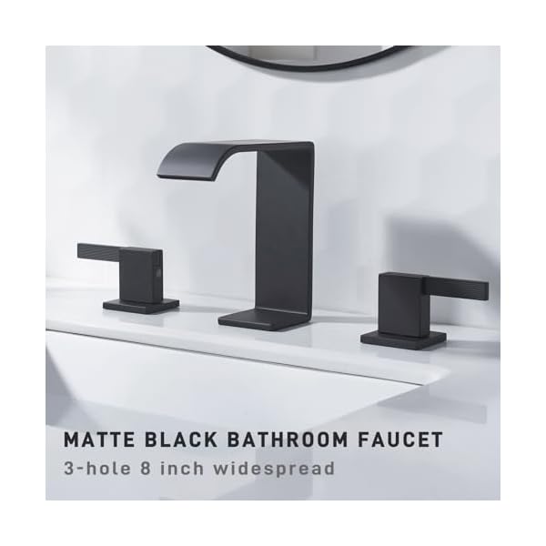   TRUSTMI-Black-Bathroom-Faucet-2-Handle-8-Inch-Widespread-3-Hole-Square-Waterfall-Bathroom-Sink-Faucet-with-Drain-Matte-Black