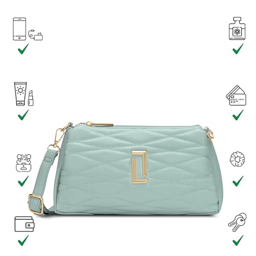 Image of Lavie Luxe Women's Lucie Quilted 3-Compartment Medium Crossbody Sling Bag | Ladies Purse Handbag | Gift for Women