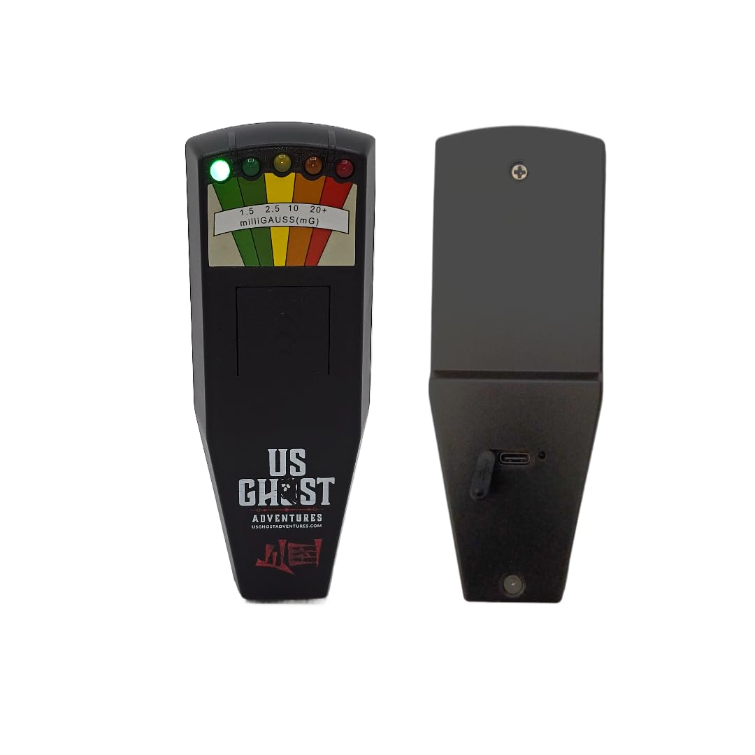 Phantom-X EMF Detector for Ghost Hunting – USB-C Rechargeable, LED EMF Meter Chart, On/Off Power Switch, 0–20+ mG Range, Lightweight and Durable