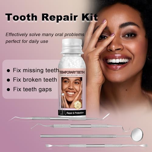 Image of Tooth Repair Kit, Moldable Tooth Filling Repair Kit with 4 Dental Tool, Tooth Filling Kit Fixing The Missing and Broken Replacements, DIY Natural Filling Fake Teeth,Smile Confidently Again
