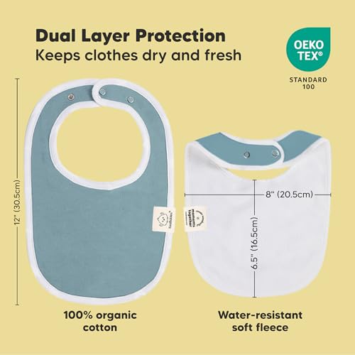 Image of 8-Pack Organic Baby Bibs for Boys, Girls - Soft Cotton Drooling and Teething Bibs for Baby Girl & Boy, Extra Absorbent, Easy to Clean & Put On for Toddler, Newborn, Infant 0-24 Months (Daybreak)