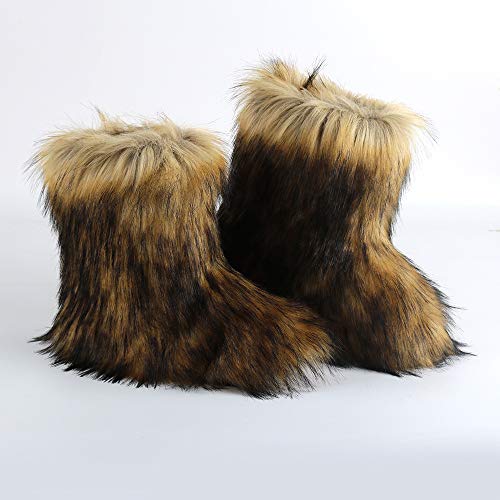 LVCOMEFF Kid Girl Boy Toddler Faux Fur Snow Boot with Fur Lining Winter Warm Outdoor Furry Fluffy2