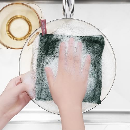 Image of Homaxy 100% Cotton Waffle Weave Kitchen Dish Cloths, Ultra Soft Absorbent Quick Drying Dish Towels, 12 x 12 Inches, 6-Pack, Blackish Green