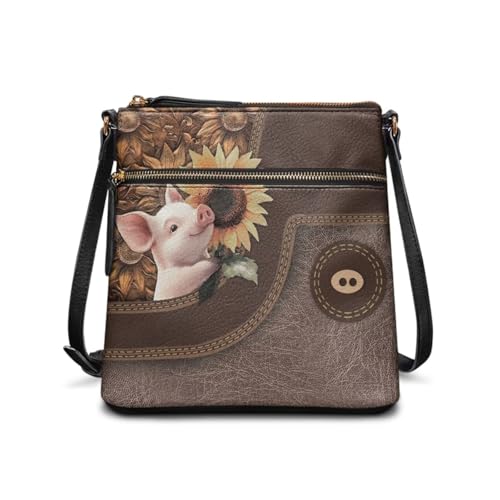Lotusorchid Crossbody Shoulder Purse for Women, PU Leather Messenger Bag with Adjustable Strap and Multi Pockets