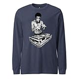 Bruce Lee DJ Dragon Original Unisex Long Sleeve Tee Heather Navy