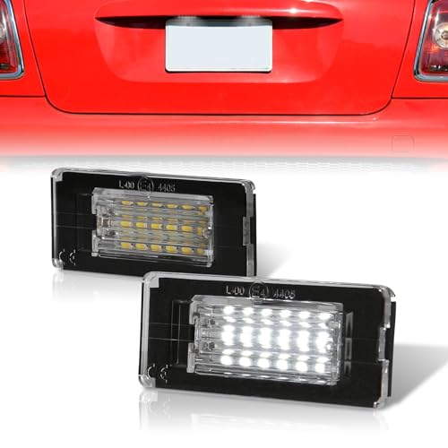 AJP Distributors Bright White SMD LED Rear Bumper License Plate Lights Assembly Tag Lamps Pair Set Compatible/Replacement For Mini Cooper R56 R57 R58 R59 2007 2008 2009 2010 2011 2012 2013 2014 2015