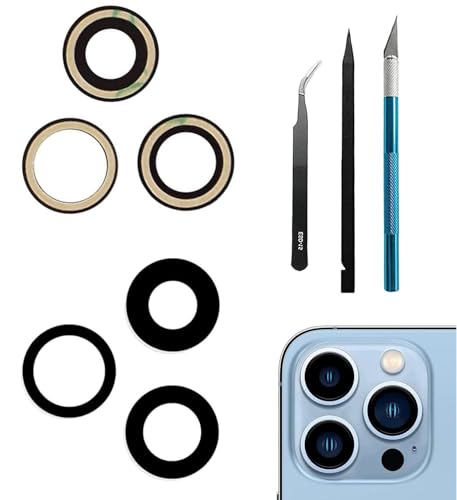 Peixiong Lente de Cristal para Cámara Trasera Compatible con iPhone 13 Pro / 13 Pro MAX, antilente antiarañazos y Resistente al Agua, con Kit de Herramientas de reparación.