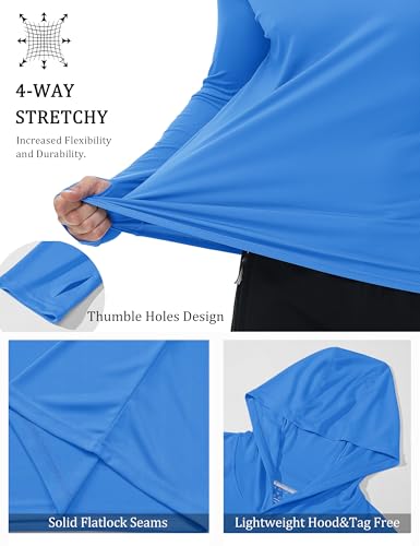 Image of MAGCOMSEN Men's Hooded UPF 50+ Sun Protection T Shirts Long Sleeve Athletic Fishing Shirts Rash Guards