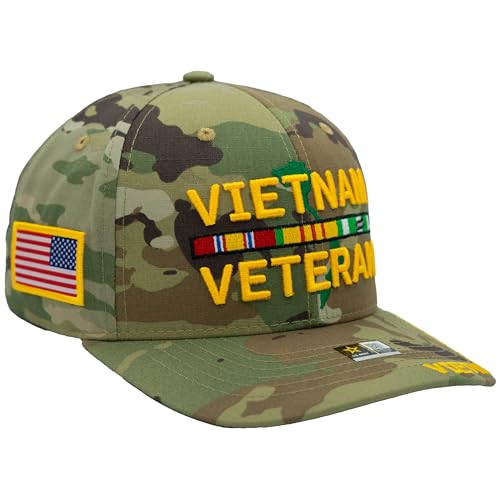 Image of Vietnam Veteran Hat US Army Official Licensed Army Veterans Embroidered Adjustable Military Baseball Cap for Men
