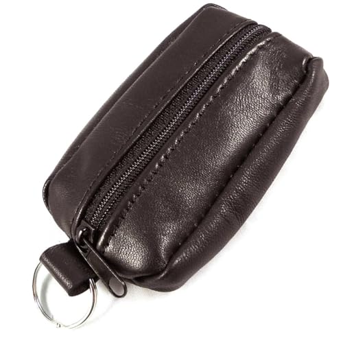 Charmoni - Portefeuille Homme - Porte Monnaie - Multi Poches - Double Zips - en Cuir véritable - pour Homme (1, Marron foncé)